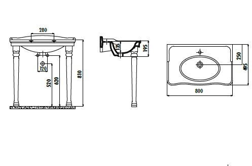 Creavit AN100 ANTİK 50X100 CM LAVABO 2 ADET ANTİK AYAK