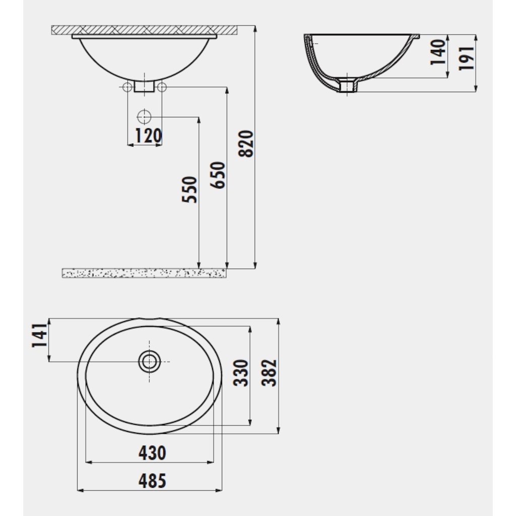 Creavit Tp211 Tezgah Altı Oval Lavabo 33X43 Cm Beyaz