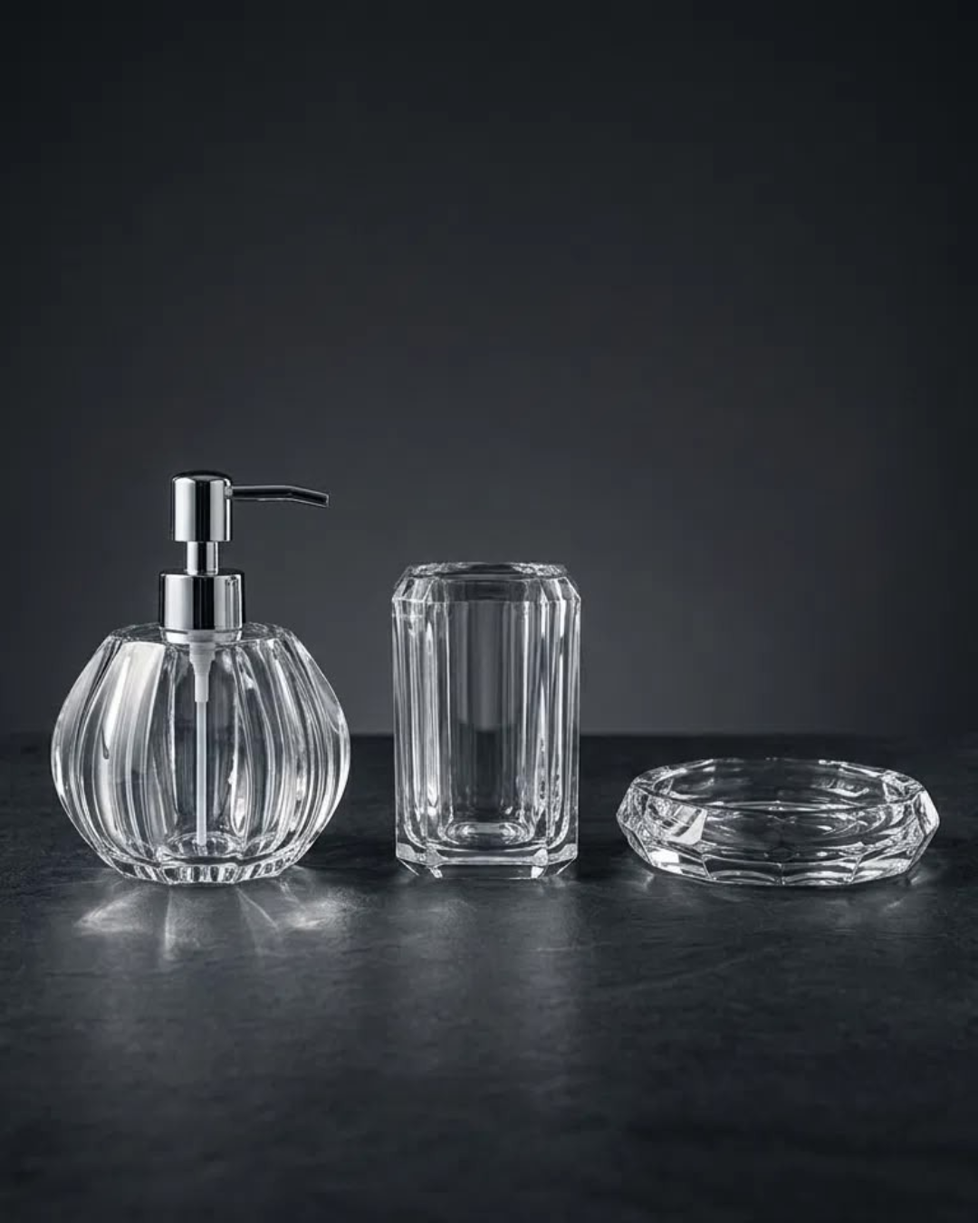 Creavit Aura Tezgâh Üstü Sıvı Sabunluk, Sabunluk ve Diş Fırçalık 3lü Set