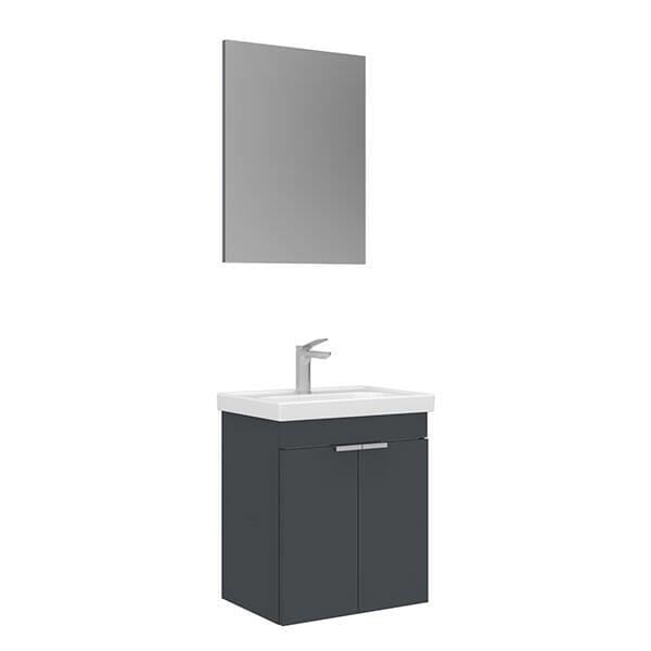 Orka Desna 50 cm Asma Banyo Dolabı Set, Düz Ayna antrasit
