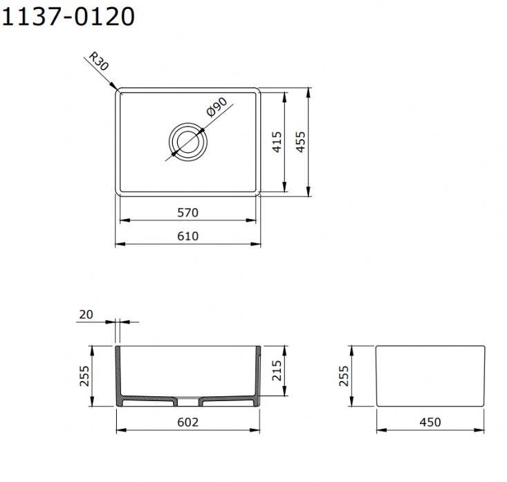 BOCCHİ 1137-001-0120 LAVELLO MUTFAK EVYESİ 60 cm Parlak Beyaz