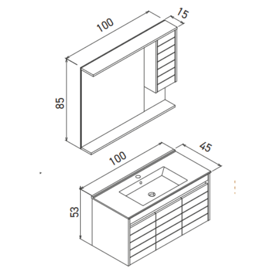 Orka Serra 100 cm Takım Antrasit