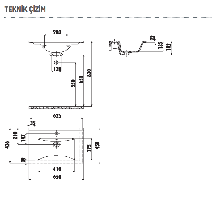 Creavit SU065 Su Dolap Uyumlu Lavabo 45X65 cm Beyaz