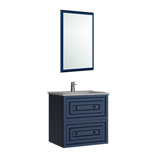 Creavit Kayra Mat Mavi Lavabo Dolabı Takımı Çekmeceli 60 CM