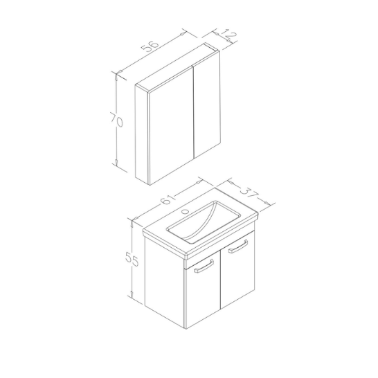 Orka Bafa 60 Cm Banyo Dolabı Takım Beyaz