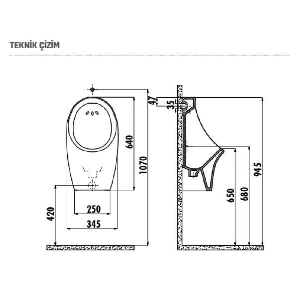 CREAVİT TP611 Üstten Su Girişli Pisuar