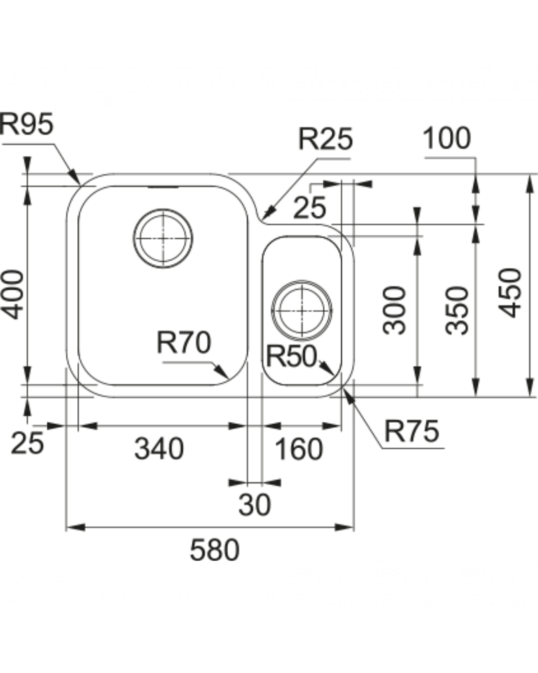 Franke SRX 160-34-16 Tezgah Altı Paslanmaz Çelik Evye 