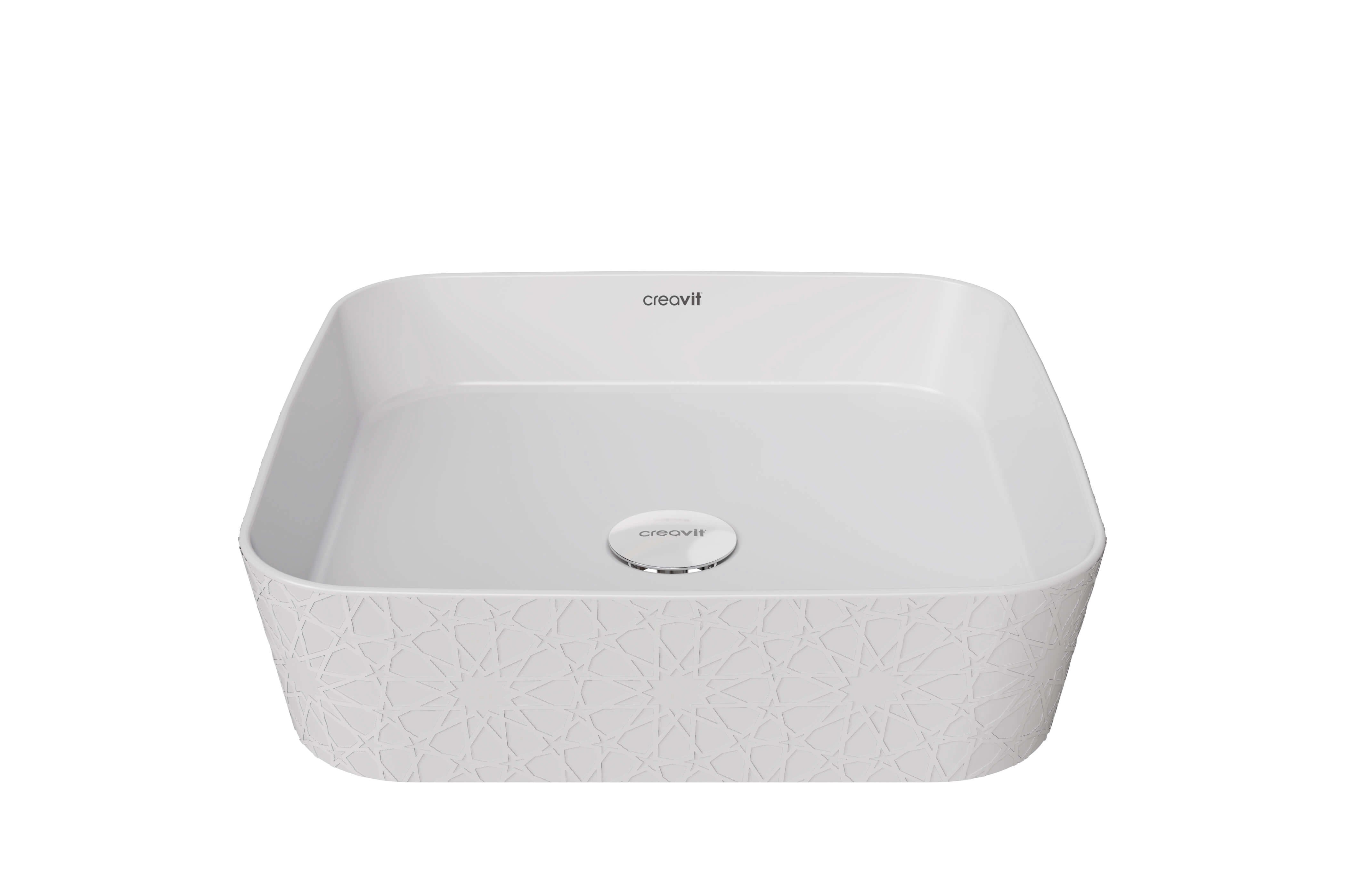 Creavit LP040  Loop Kare Çanak Lavabo 40 cm Selçuklu Rölyef Uygulamalı