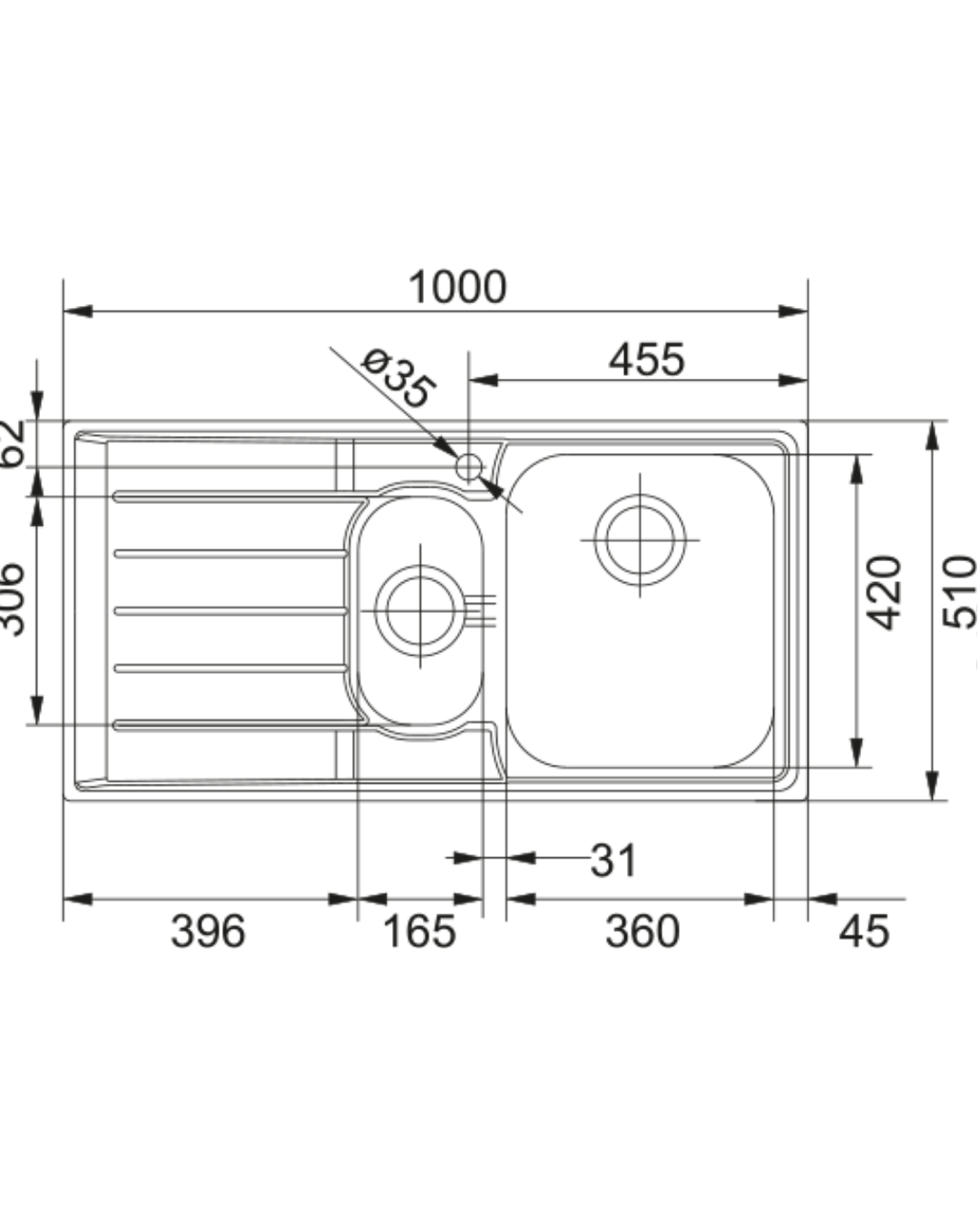 Franke Neptun NEX 651 Sol Çelik Evye