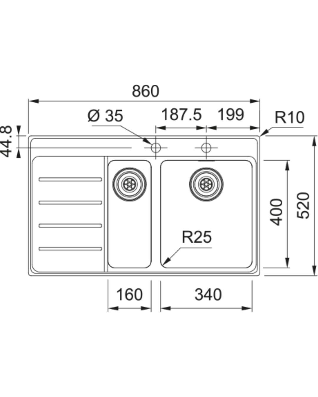 FRANKE MYTHOS MYX 251-86 TPL SOL DAMLALIKLI EVYE 127.0629.266