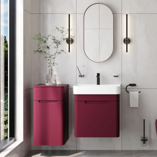 Creavit CO0060.42 Colorit Çekmeceli Lavabo Dolabı 60 cm Ve Oval Ayna Berry