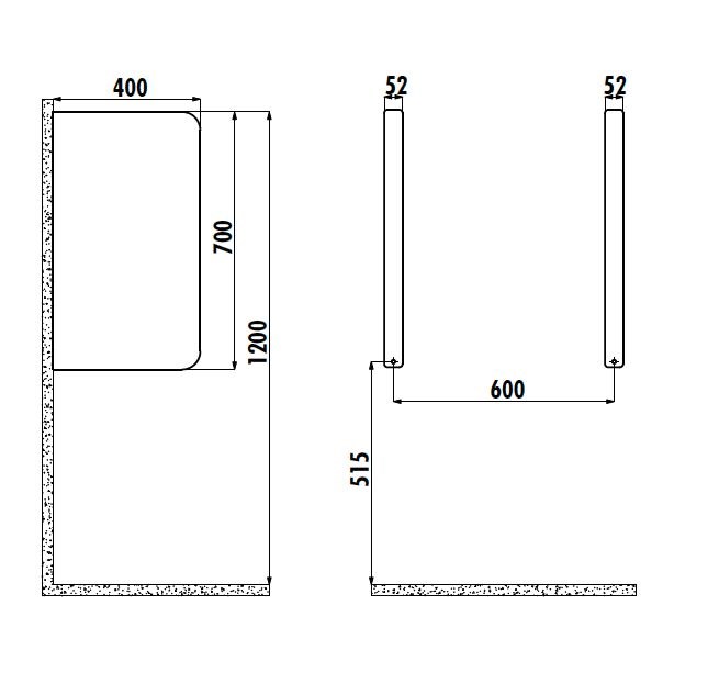 Pisuar Ara Bölme 5 cm Ekstra - Antrasit Mat