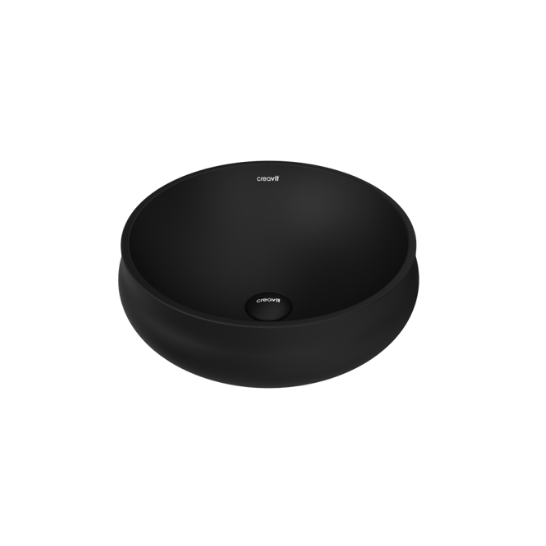 Creavit GO140 Gordo Tezgah Üstü Lavabo Ø40 cm Kömür Karası Mat Siyah