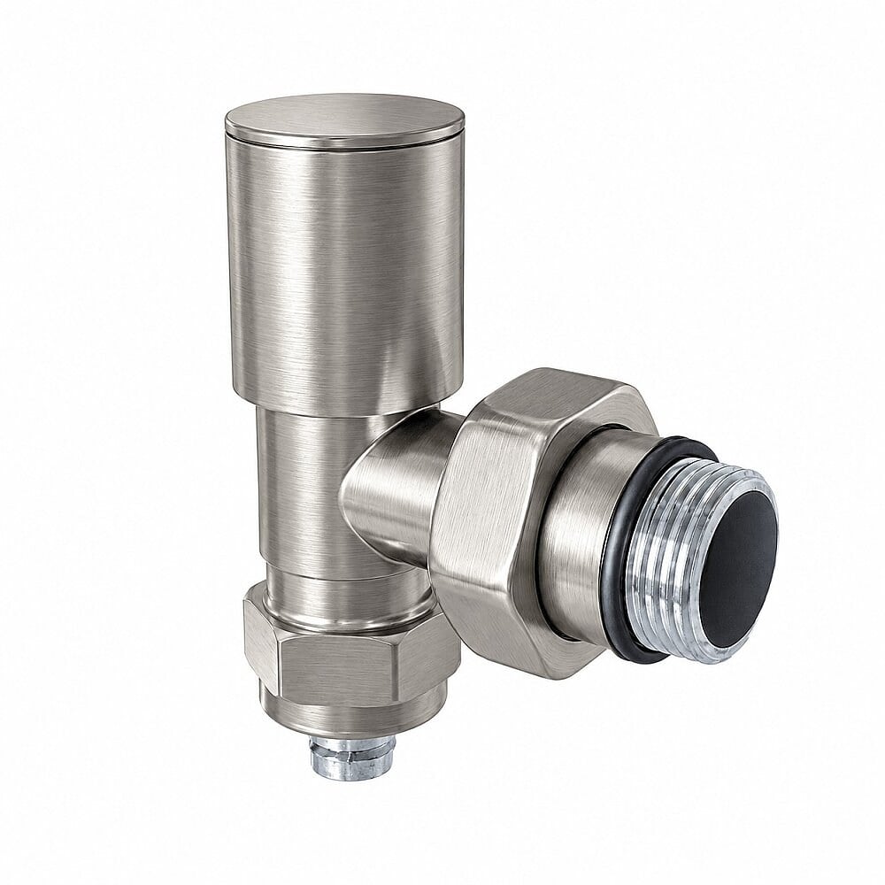 Radyatör Vanası 1/2 Mat Nikel Köşe Pex (Metal Volanlı 16*2mm Boru Bağl. Rakorlu)