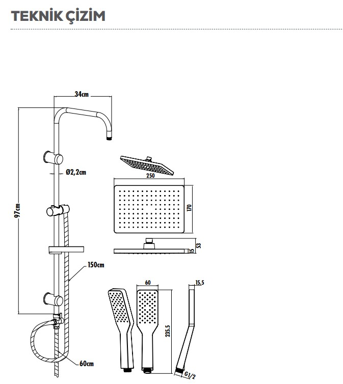 Creavit SH630 Tepe Duş Sistemi
