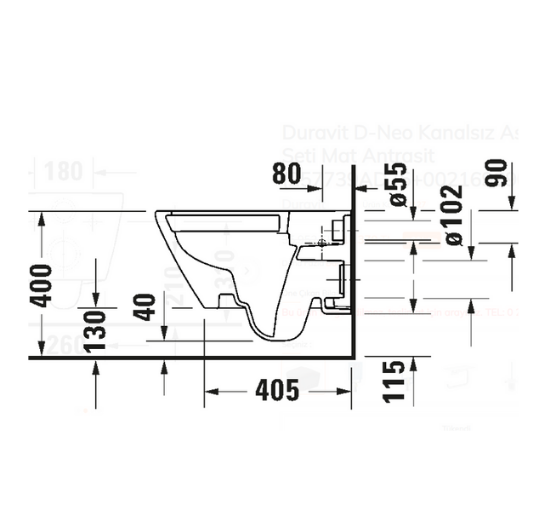 Duravit 257739AD75 D-Neo Kanalsız Asma Klozet Seti Mat Antrasit
