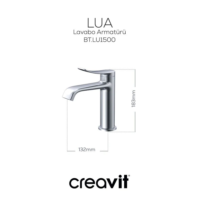 CREAVİT LU1500GR Lua Lavabo Armatürü Metalik Gri