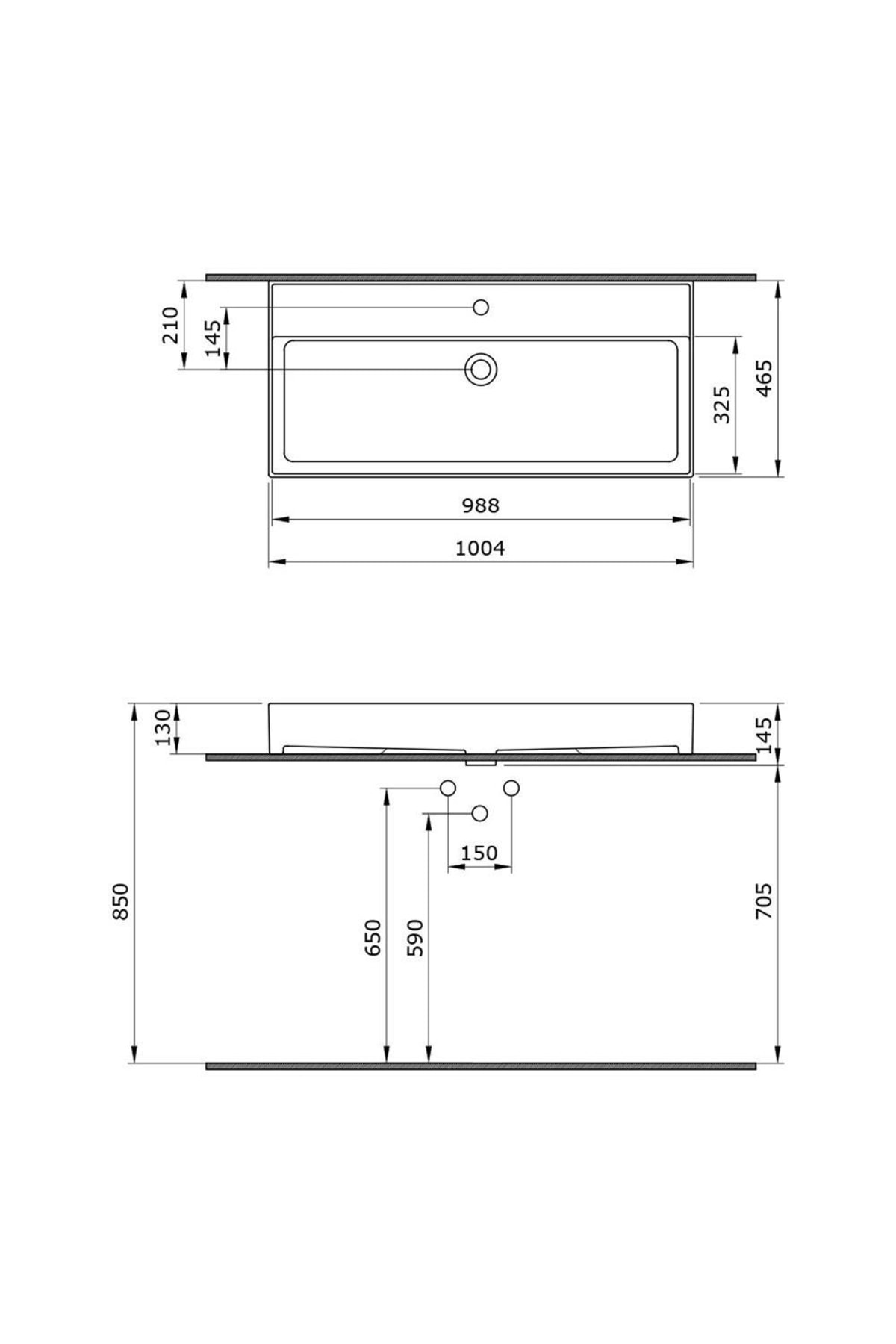 Bocchi 1378-005-0126 Milano Tezgah Üstü Lavabo 100 Cm Parlak Siyah