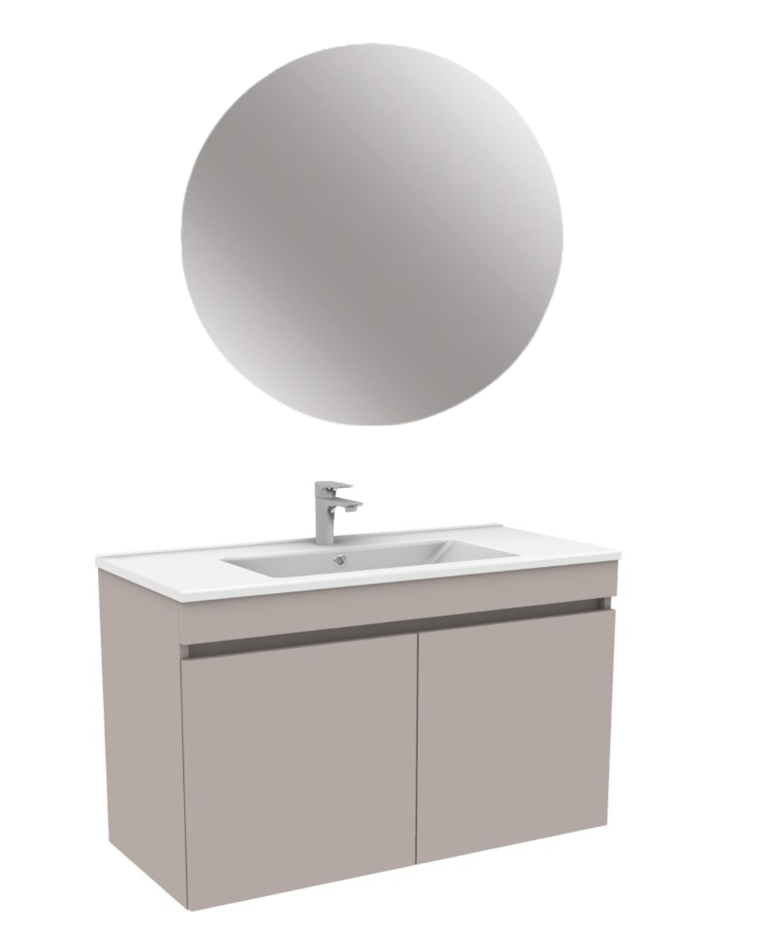 Kobos Simple Yuvarlak Aynalı Banyo Mobilya Takımı Kapaklı