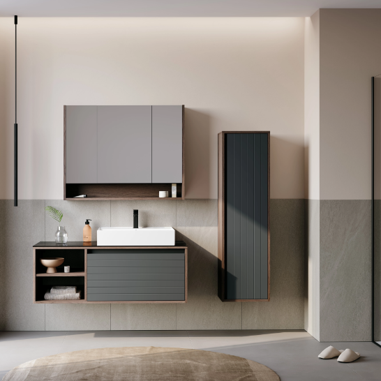 Orka Prato 40 cm Banyo Boy Dolabı Navaro Koyu Meşe Antrasit