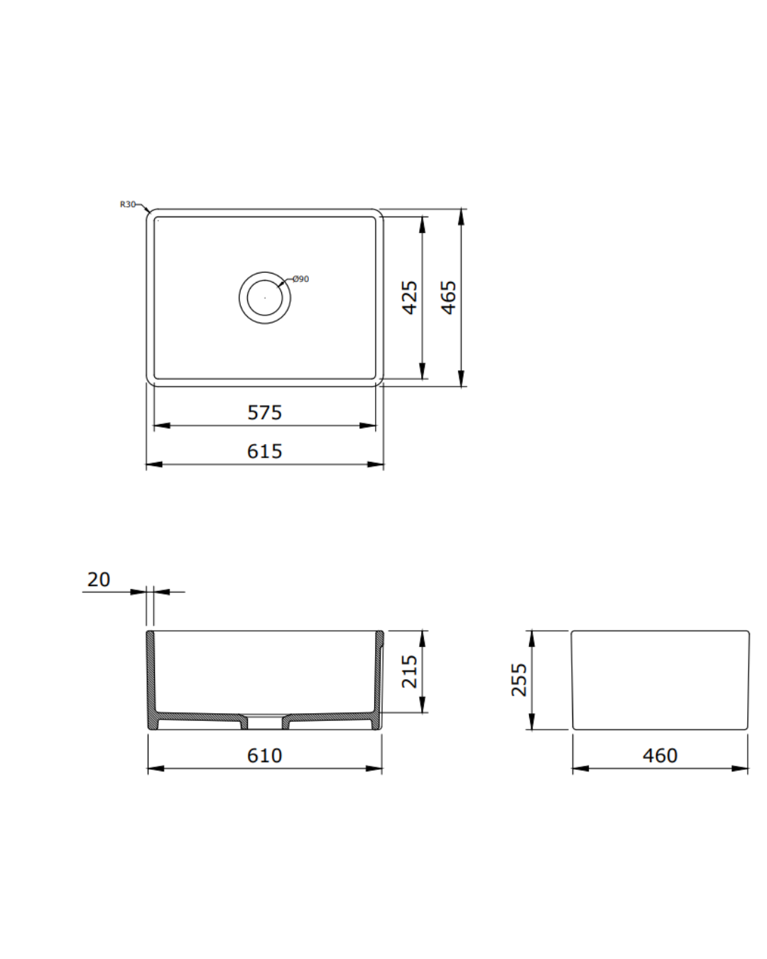 BOCCHİ 1137-001-0120 LAVELLO MUTFAK EVYESİ 60 cm Parlak Beyaz