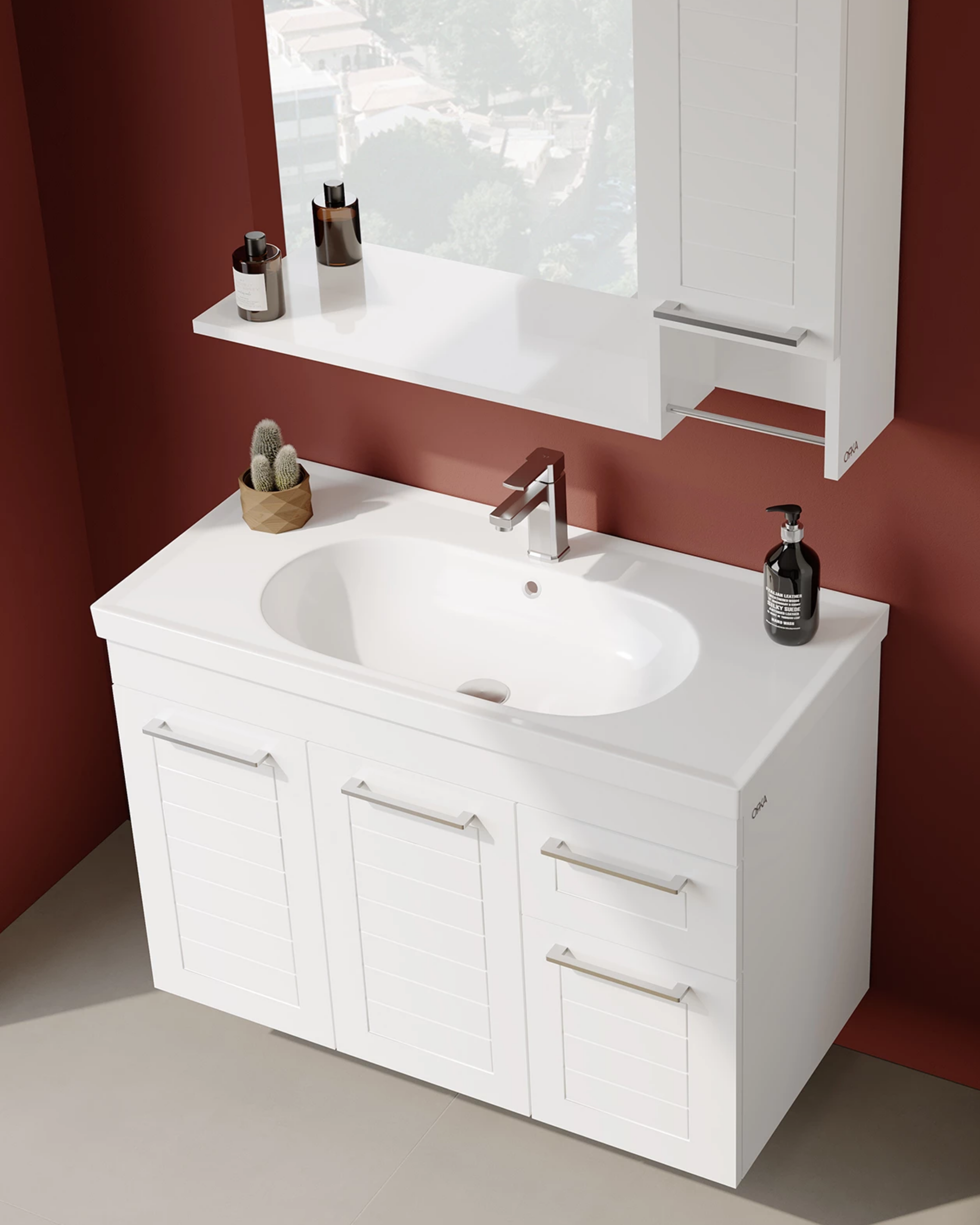 Orka Perge 100 Cm Beyaz Banyo Dolabı Takımı