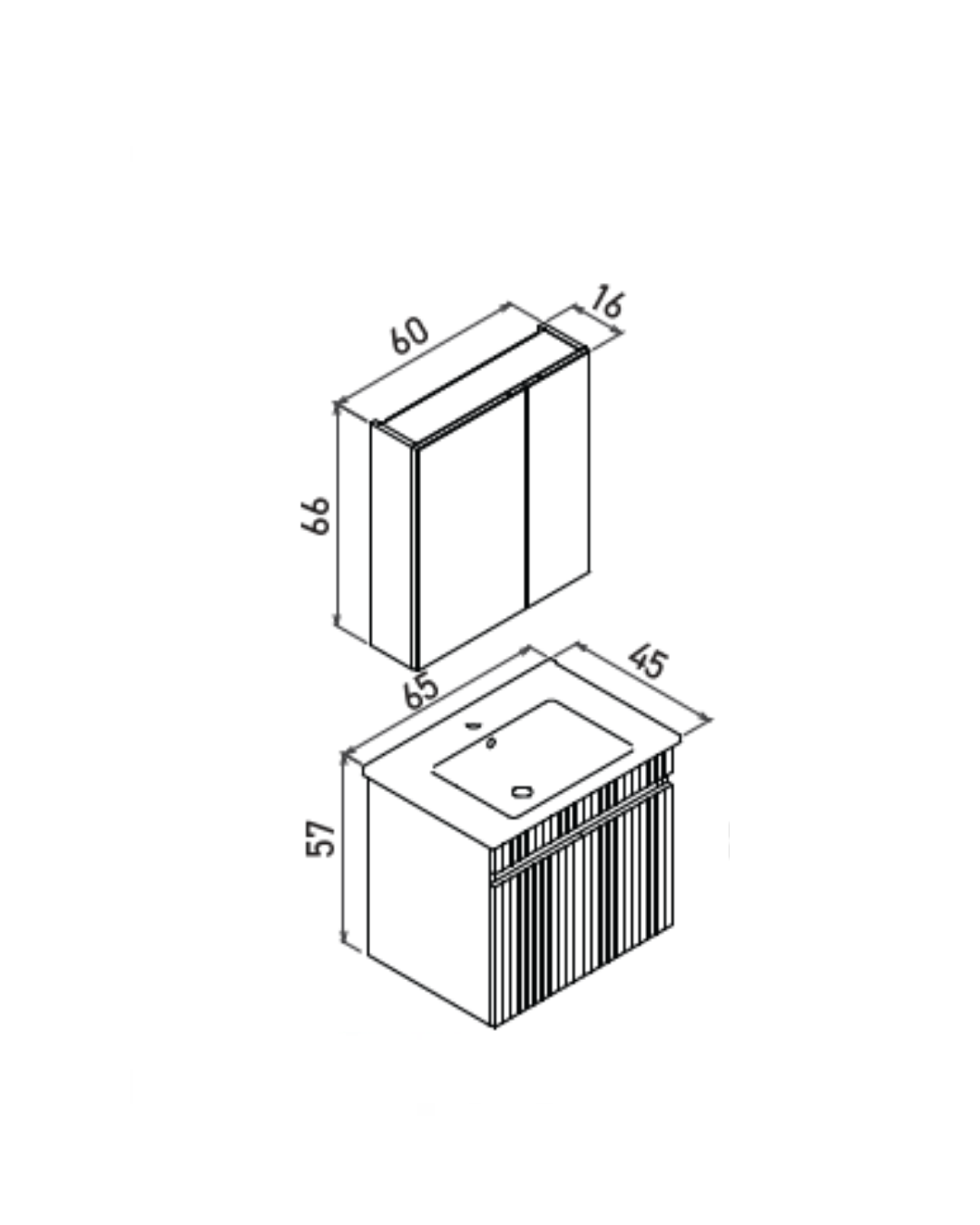 Orka Tivoli 65 cm Banyo Dolabı Takım Mat Antrasit