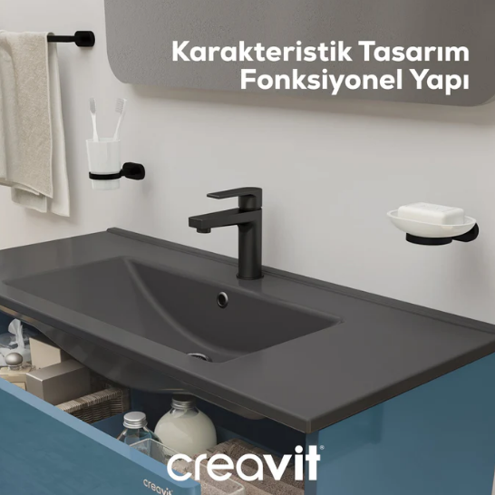 Creavit Sh630SM Sharp 3lü Duş Seti Takımı Mat Siyah