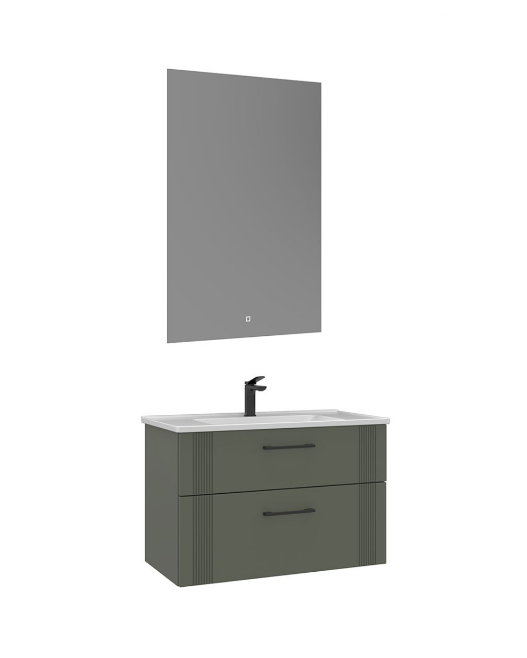 Orka Bari 85 cm Banyo Dolabı Takımı Led Aynalı Mat Yeşil