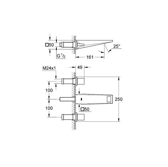 Grohe 20346000 Allure Brilliant 3 Delikli Lavabo Bataryası* Krom