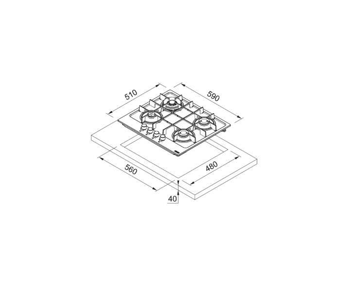 FRANKE Maris FHMA 604 3G DC BK C Black Glass Ocak 106.0734.774