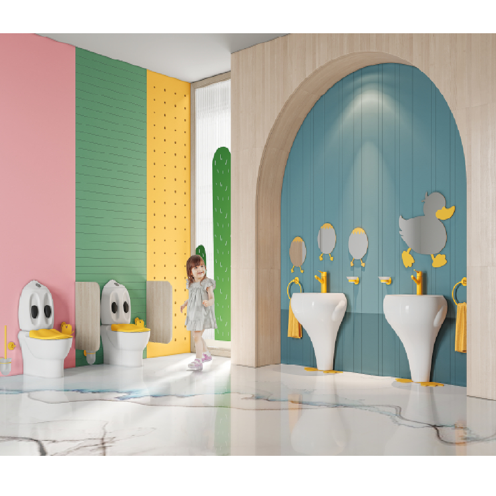 CREAVİT Ducky Duvara Dayalı Çocuk Klozet, Rezervuar Ve Kapak DC360