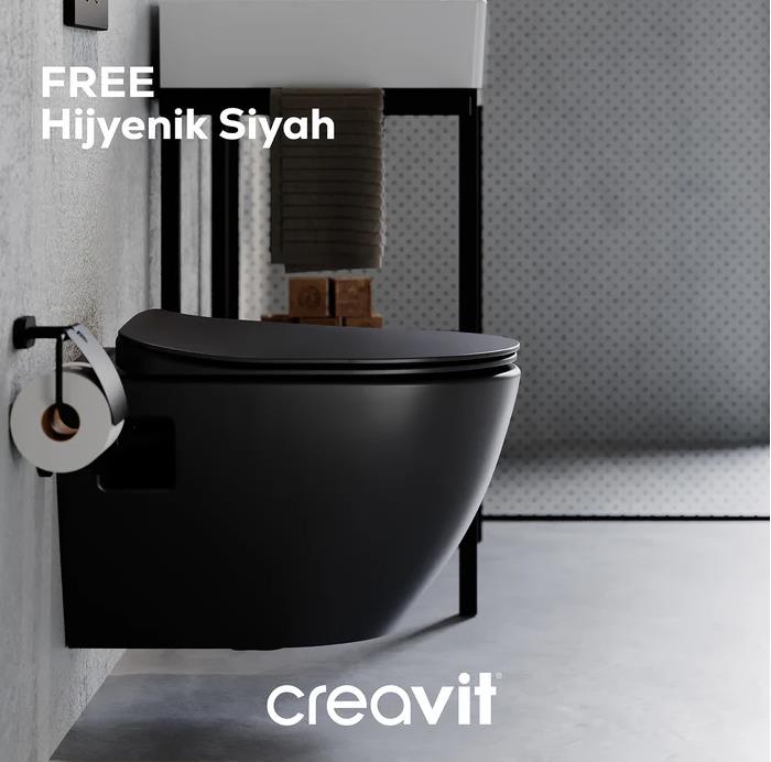 Creavit FE322-00SM00E-0000 Free Rim-Off Asma Klozet Mat Siyah