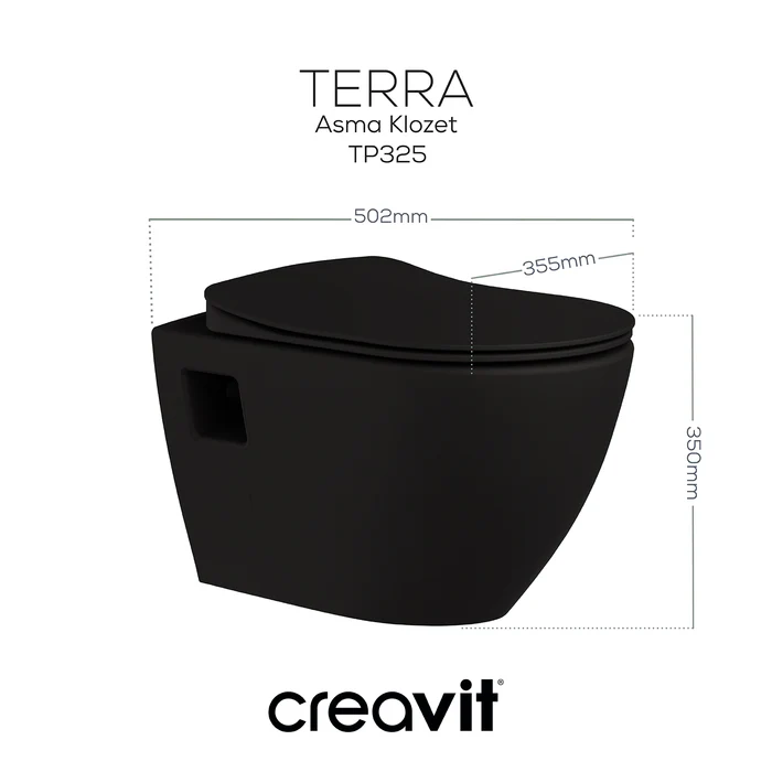 Creavit TP325-00SM Terra Asma Klozet - Mat Siyah
