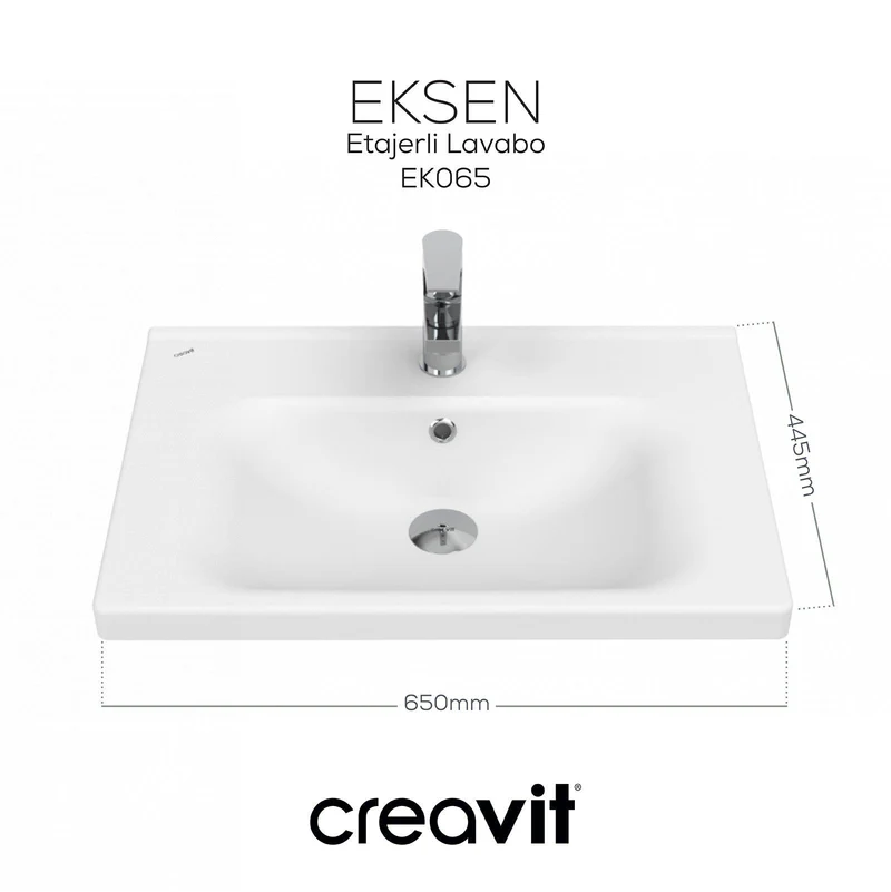 Creavit EK065  Eksen Etajerli Lavabo 65 cm