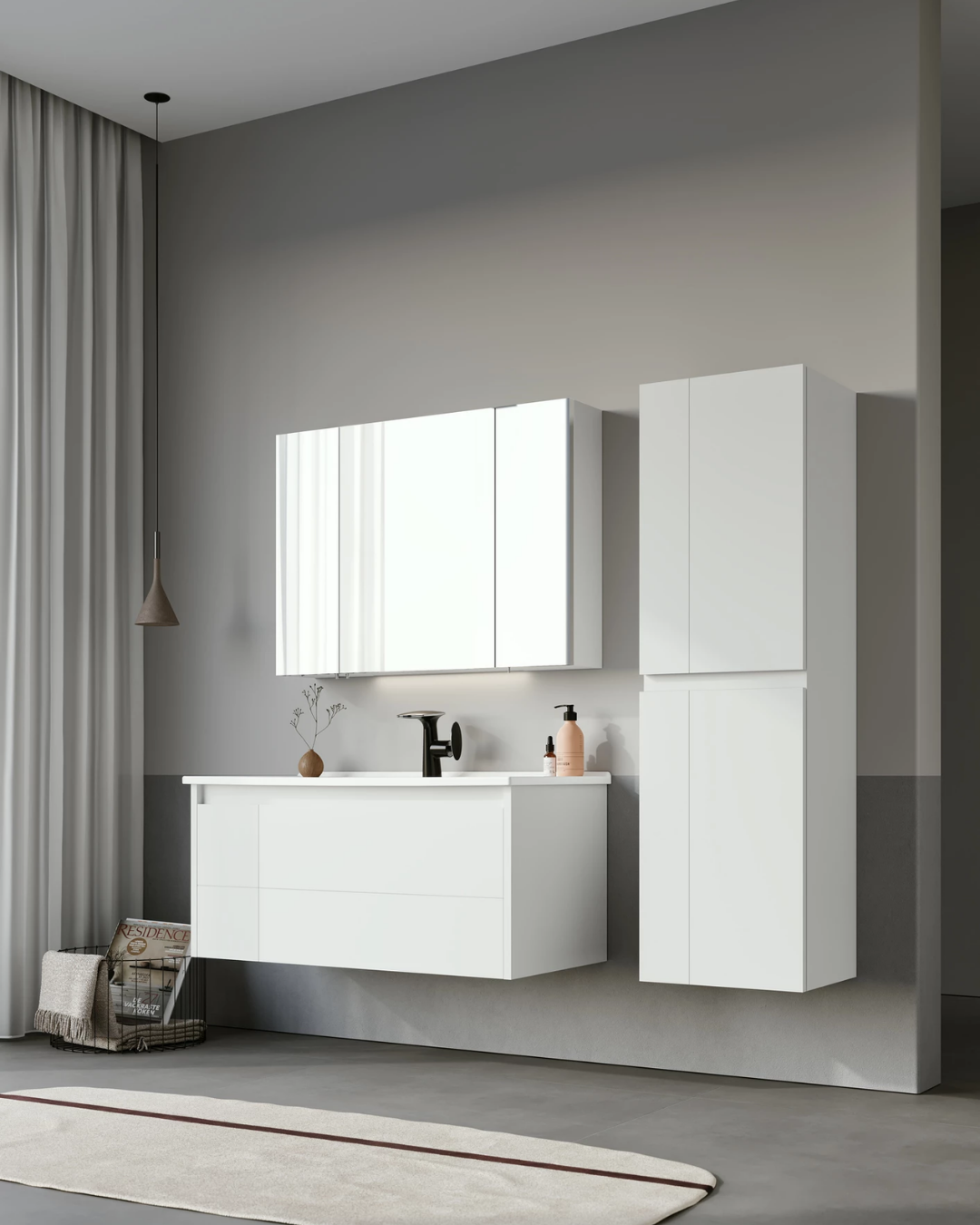 Orka Likya 40 CM Banyo Boy Dolabı Mat Beyaz