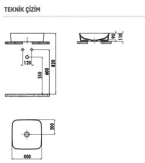 Creavit Ul040 Tezgah Üstü 40 Cm Ultra Çanak Lavabo Parlak Beyaz