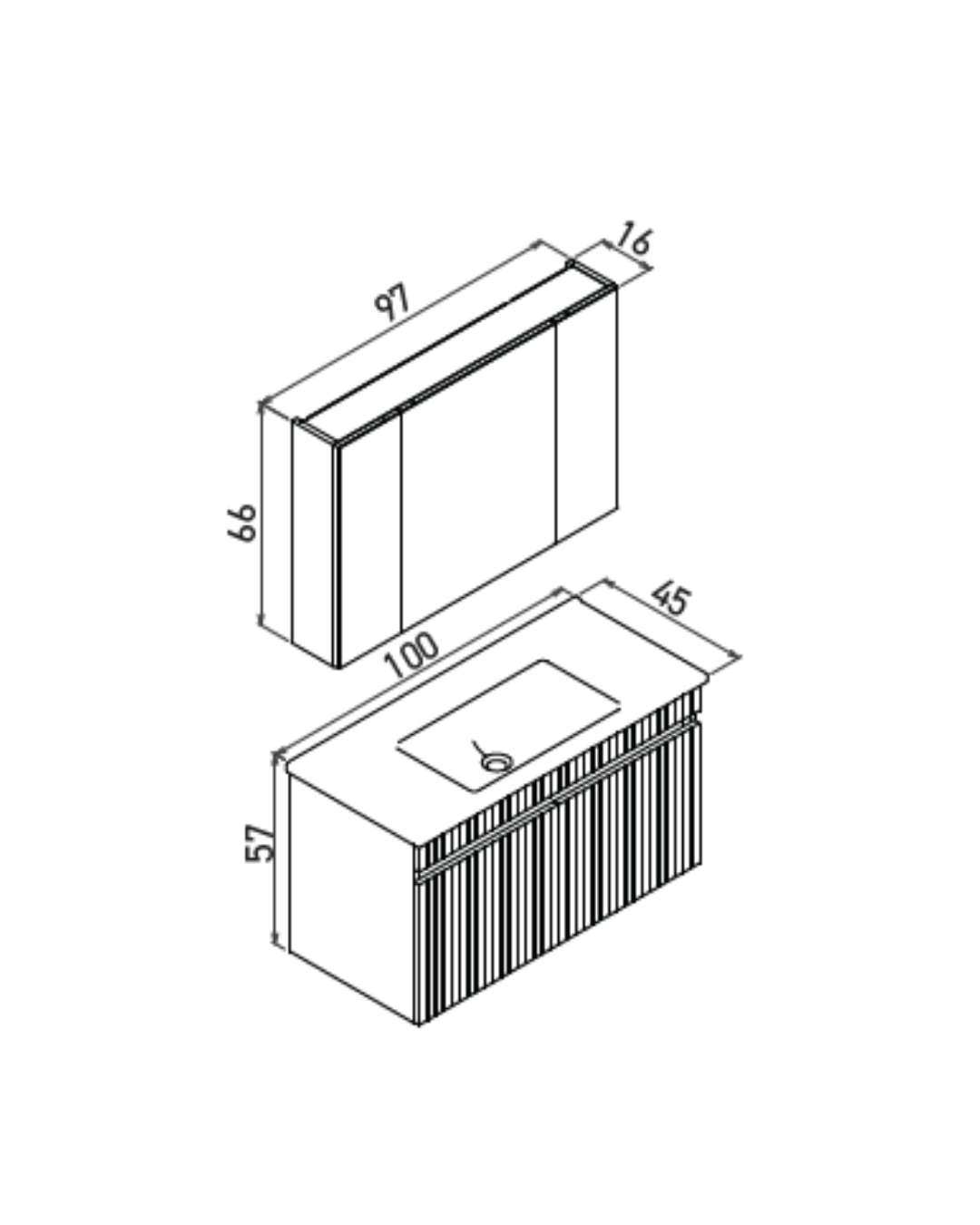 Orka Tivoli 100 cm Banyo Dolabı Takım Mat Antrasit