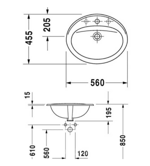 Duravit Duraplus Yarım Tezgah Üstü Lavabo 56cm 0472560041