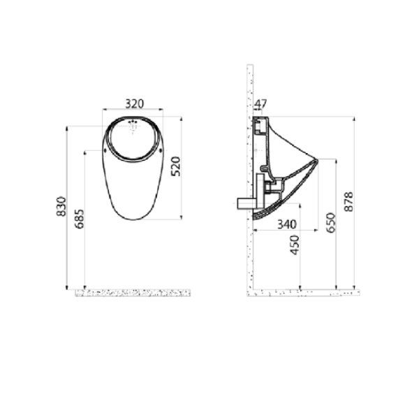 Creavit TP690 Pisuar Ara Bölme 5 cm - Mat Siyah