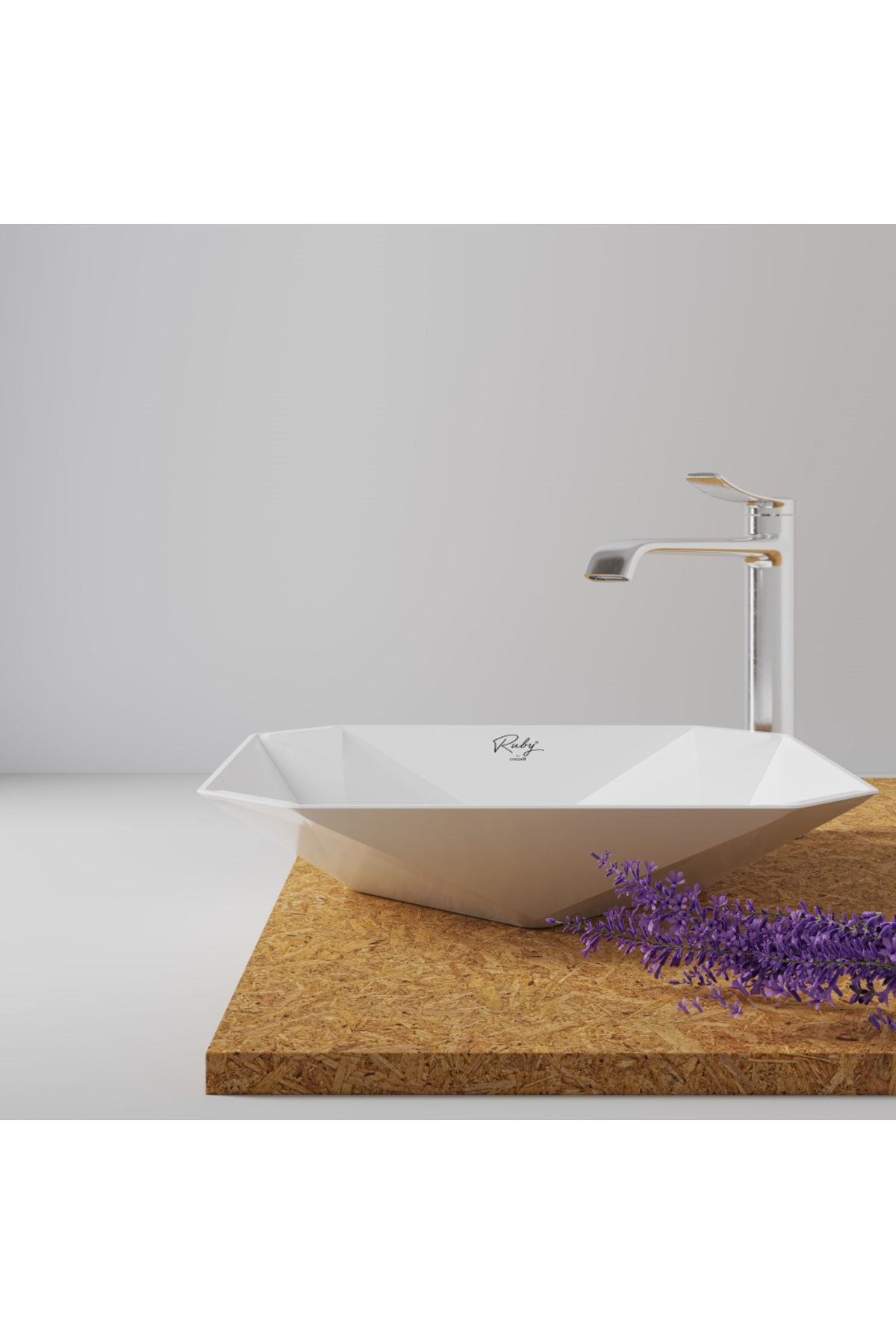 RB040 Ruby Tezgah Üzeri Lavabo 40x40 cm  İnci Mat Beyaz