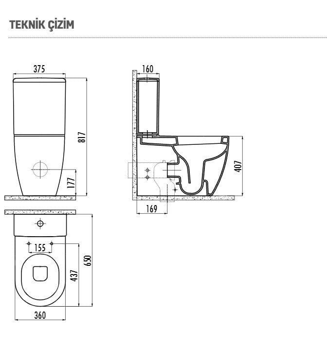 CREAVİT FE360 Free Duvara Dayalı Klozet ve Klozet Kapağı