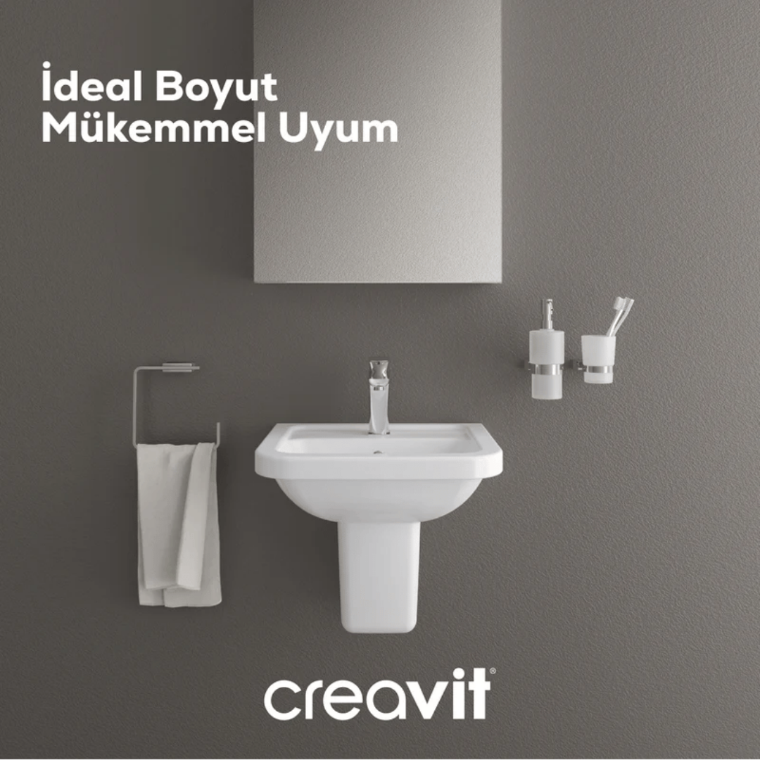 KY055 Key Köşeli Lavabo Key Yarım Ayak 45x55 cm