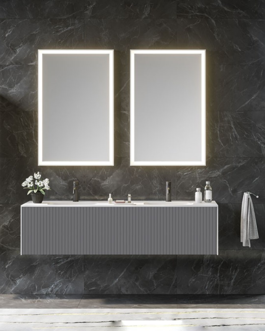 Orka Cube 160 CM Banyo Dolabı Takımı Mat Antrasit