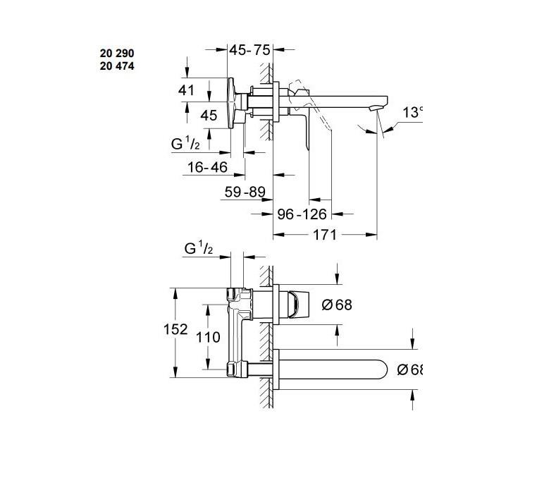 Grohe 20474000 BauEdge İki delikli lavabo bataryası