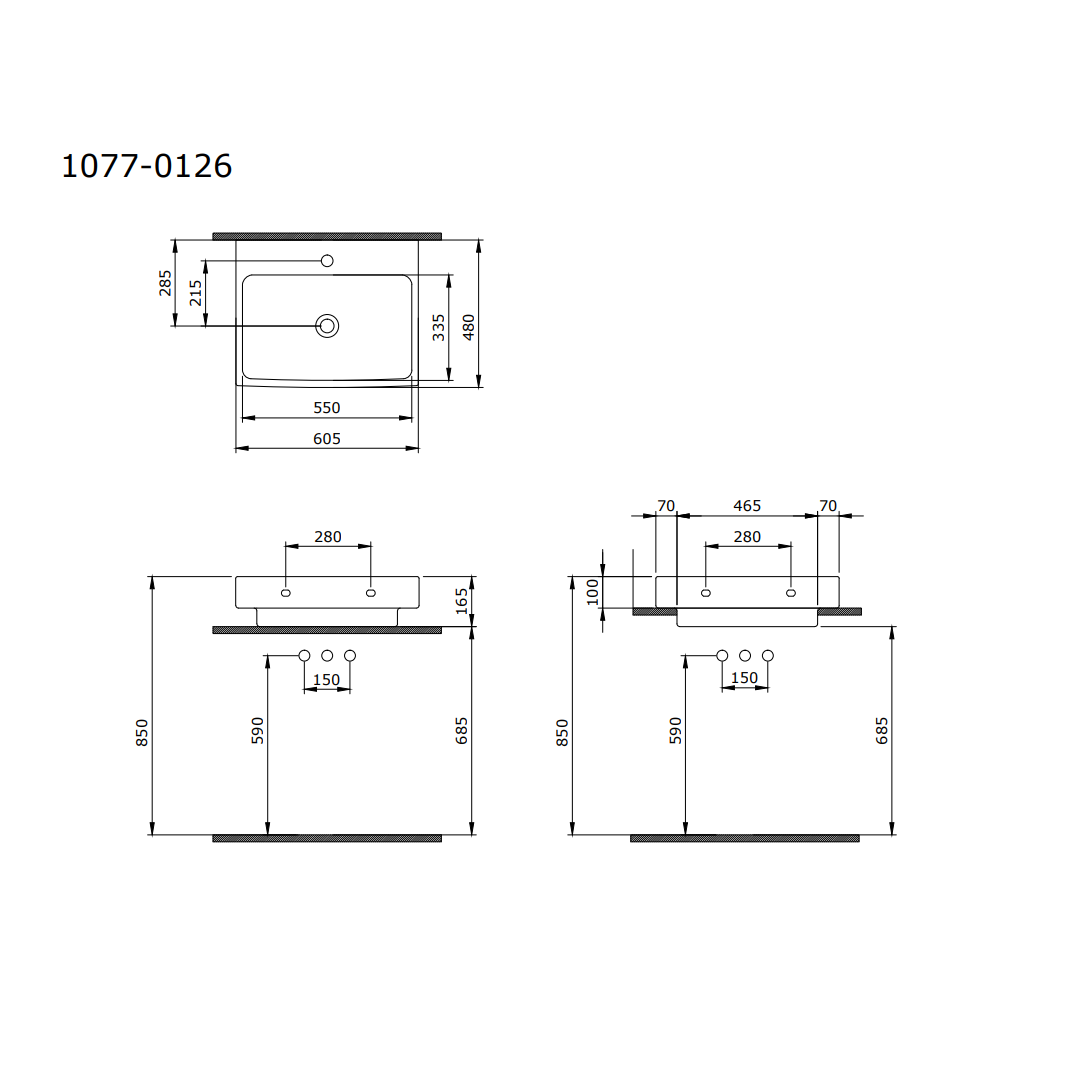 Bocchi Scala Tezgah Üstü Lavabo 60 cm Parlak Beyaz 1077-001-0126