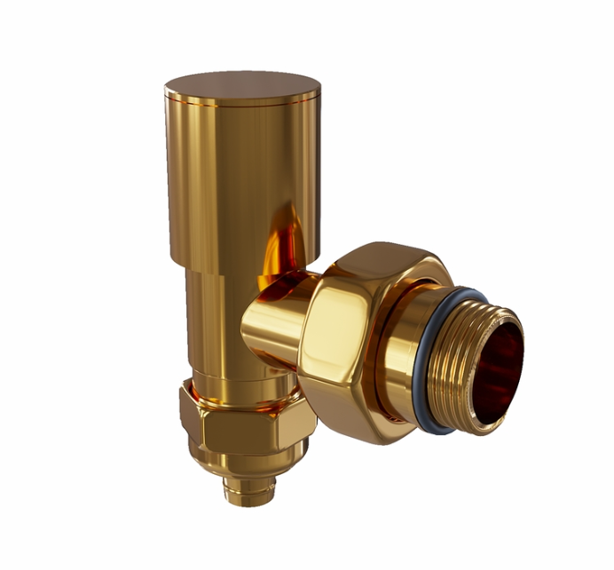 Radyatör Vanası 1/2 Altın Renkli Köşe Pex (Metal Volanlı 16*2mm Boru Bağl. Rakorlu)