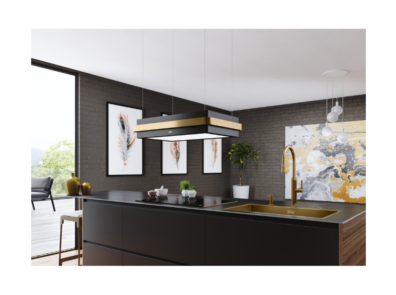 FRANKE Mythos Masterpiece FMYS BK/GD F80 KL Matt Black+Gold Ada Davlumbaz 345.0726.998