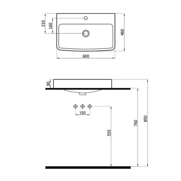 Newarc 5022  Aqua Batarya Delikli Lavabo