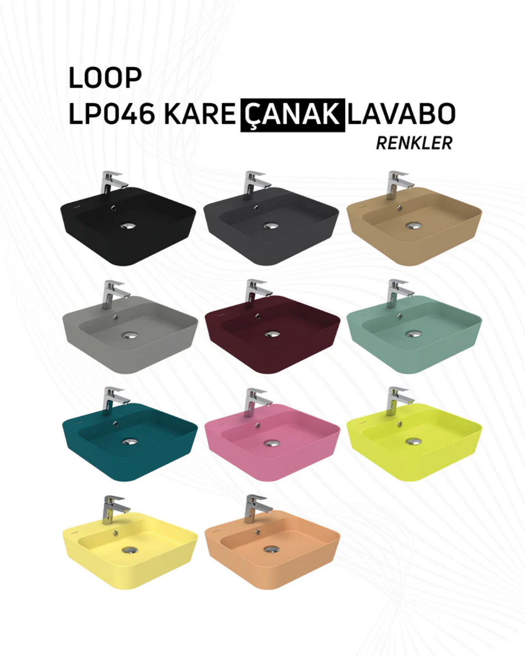 Creavit Loop Kare Çanak Lavabo Neon LP046-00NN